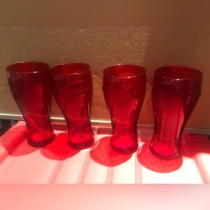 4 Coca Cola glasses - red